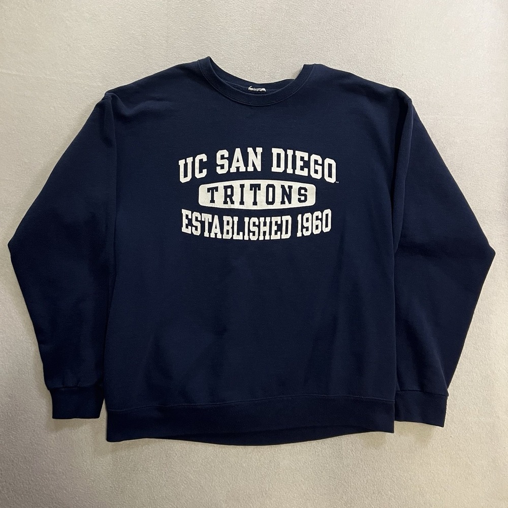 UCSD San Diego Sweatshirt Mens Large Navy Blue Fleece Crewneck College Tritons